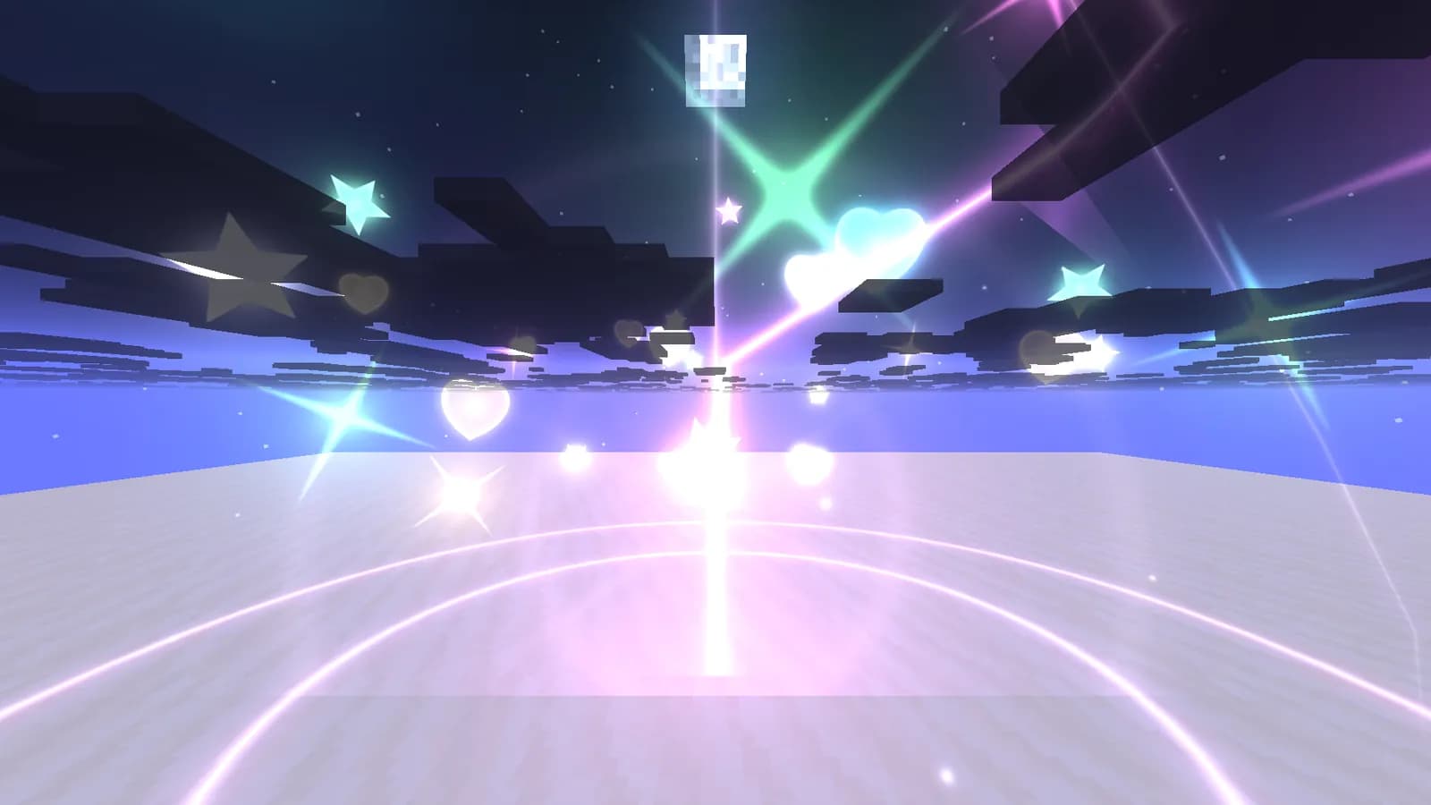 Combo kill effect: a burst of stars, hearts and glowing rings